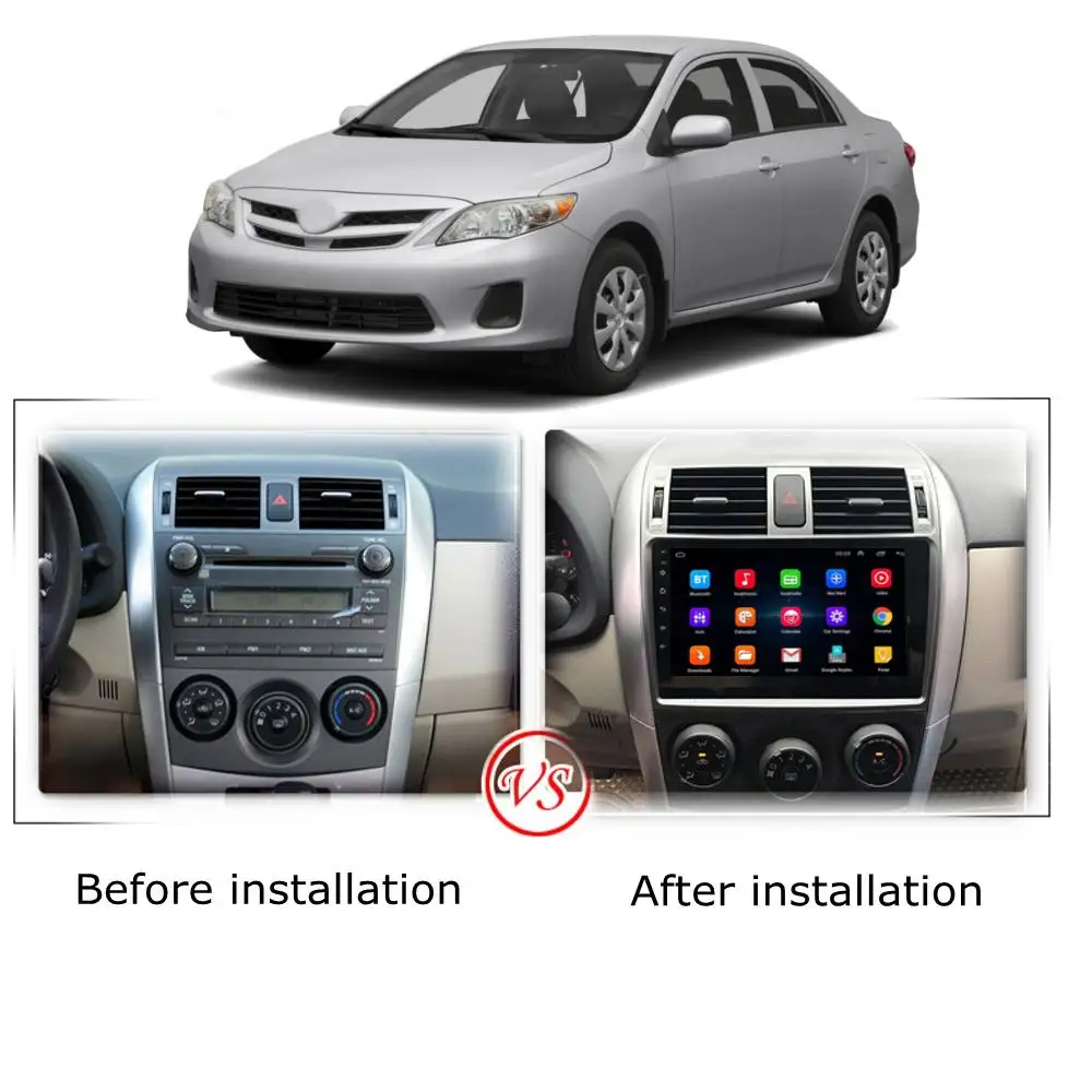 

9 Inch Android 8.1 Car Stereo Radio 2DIN Autoradio Quad Core 1+32G AM RDS 3G WIFI bluetooth GPS for Toyota Corolla 2008-2013