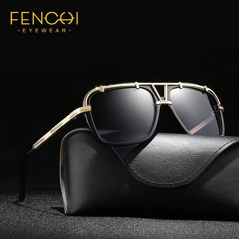 Мужские квадратные солнцезащитные очки FENCHI высококачественные ретро с