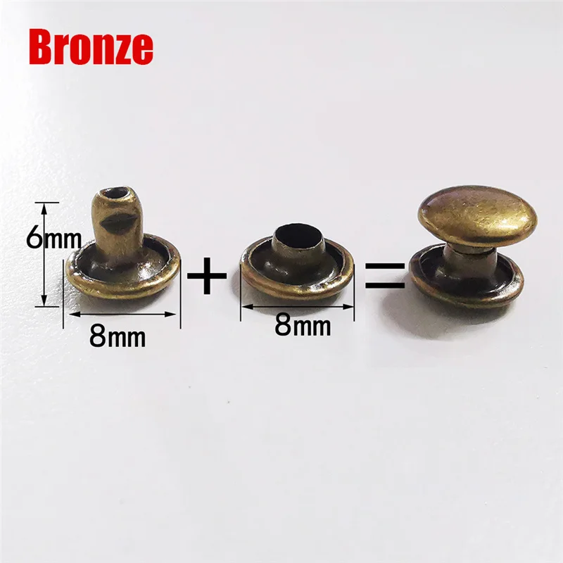 

100sets Round Rivet Metal Rivets Studs Double Cap for Leather Craft Bag Belt Garments Hat Shoes
