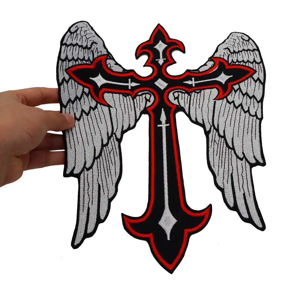 Большие вышитые панковские байкерские нашивки с крыльями наклейки для одежды