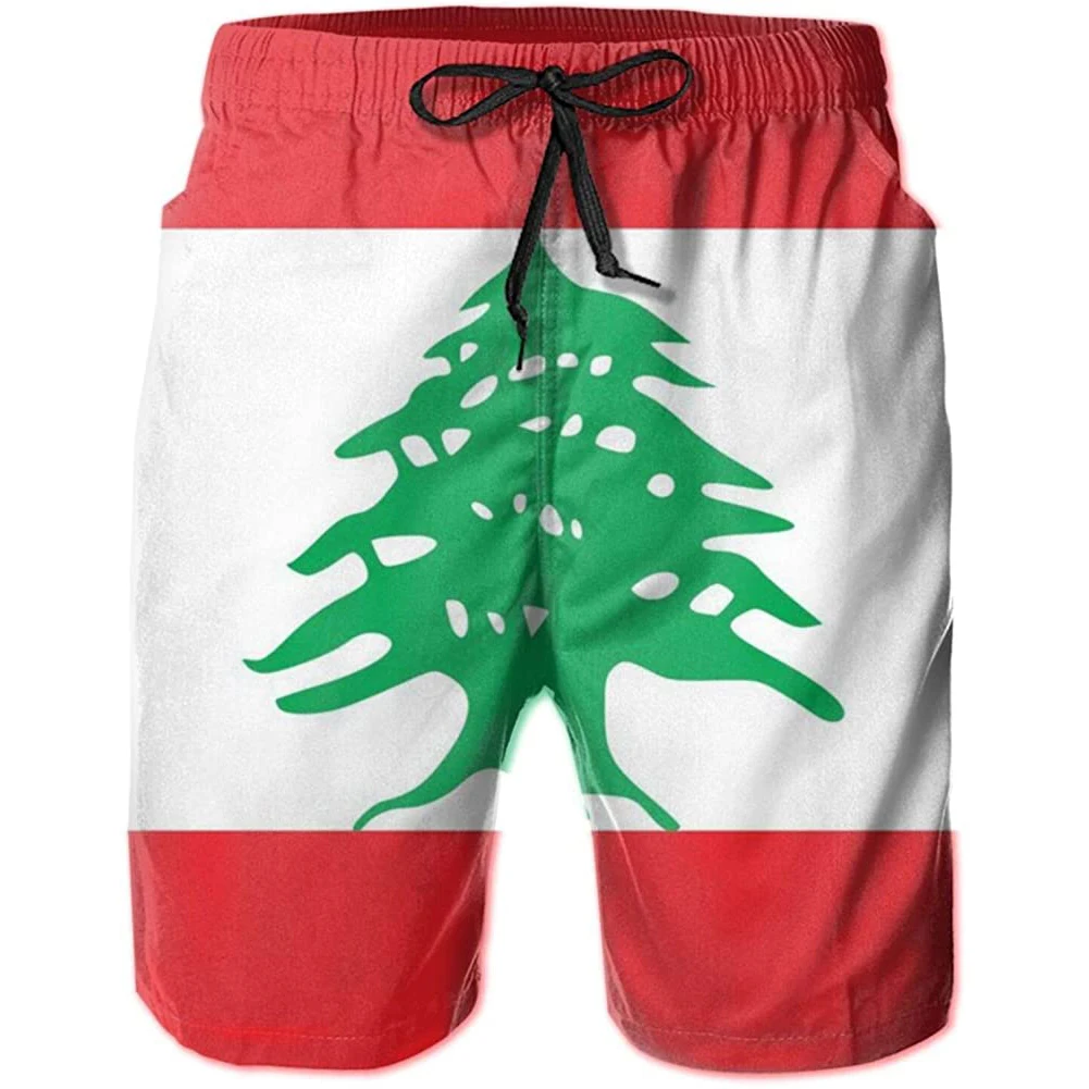 

Мужские плавки с ливанским флагом, быстросохнущие спортивные шорты, мужские плавательные шорты с сетчатой подкладкой