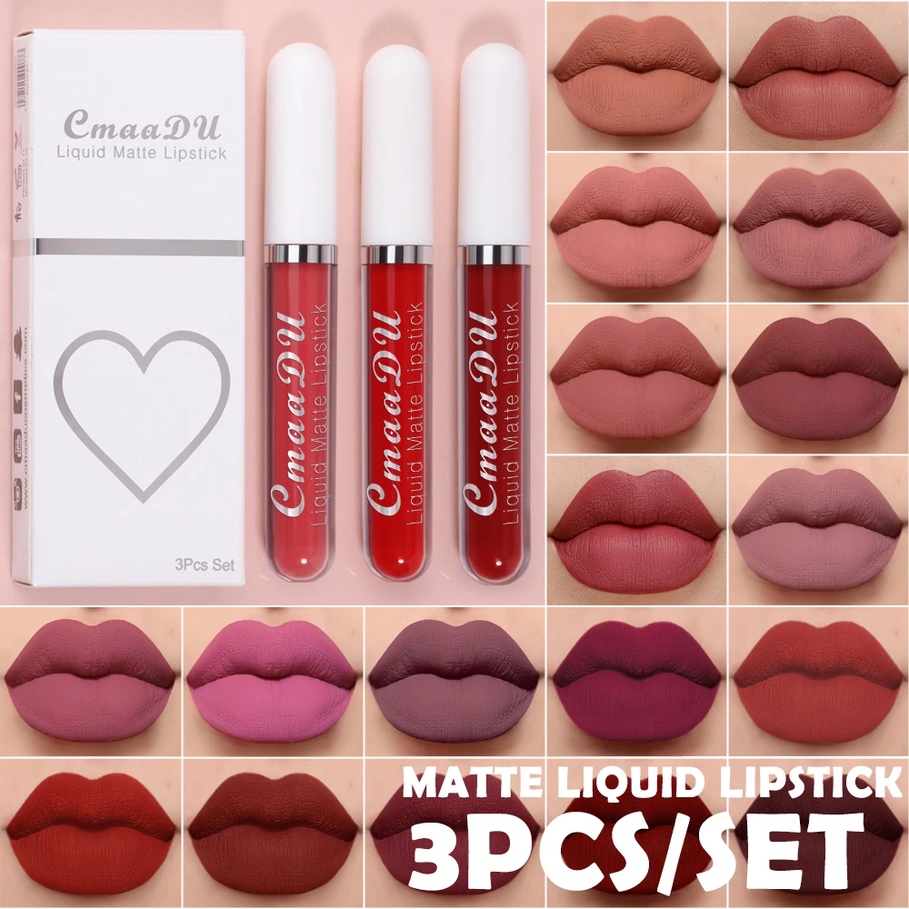 3 шт./компл. Lucky матовый бархатный блеск для губ долговечная Матовая жидкая губная