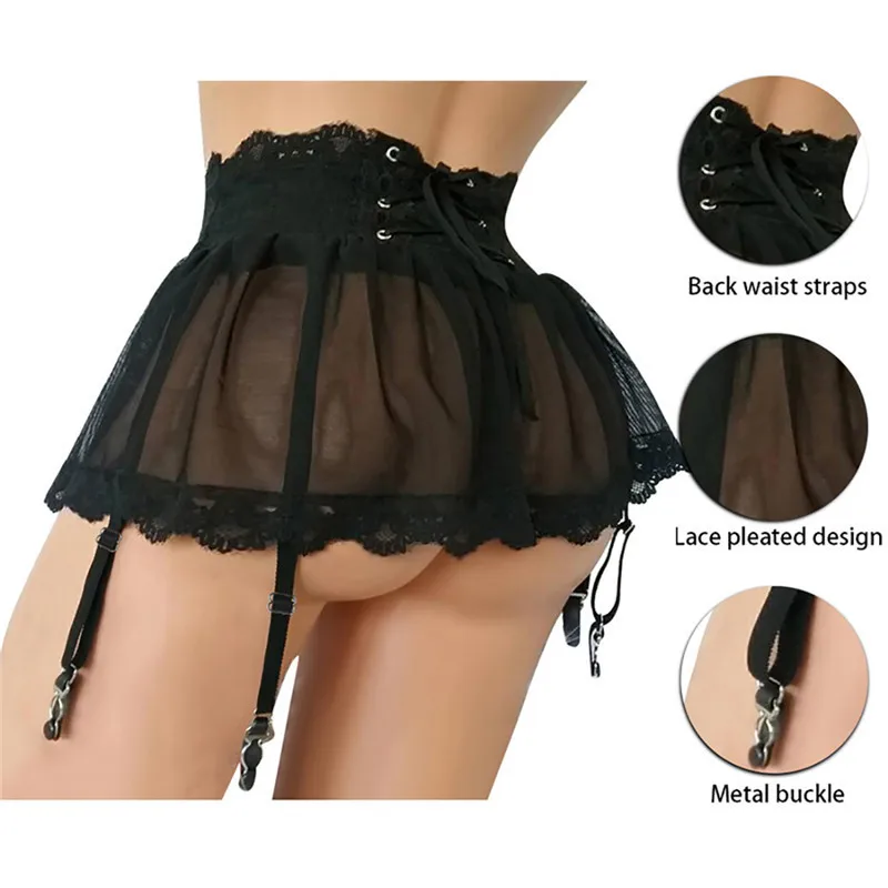 Сексуальные подвязки прозрачная юбка кожаное боди бандаж Полоска нижнее белье