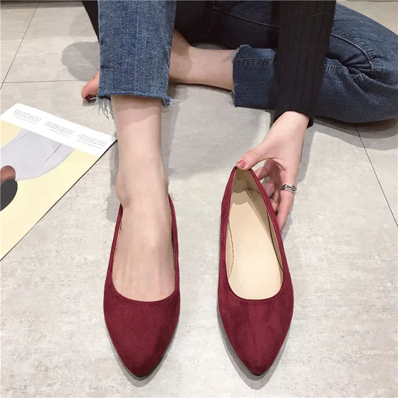 Женские туфли с острым носком Taomengsi черные на плоской подошве для беременных