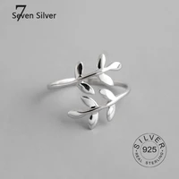 vintage 925 sterling silver leaves rings for women wedding trendy fine jewelry adjustable antique rings anillos cute gift