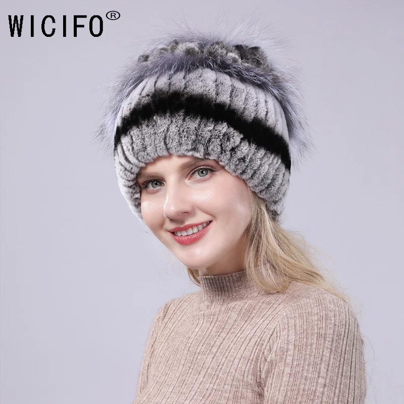 На зимнем меху головной убор для женщин настоящий мех кролика шапки из меха