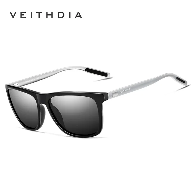 black silver gray Бренд veithdia Мужские Винтажные Квадратные Солнцезащитные очки поляризованные UV400 Линзы Аксессуары Солнцезащитные очки для мужчин V6108 - Цвет линз: black silver gray