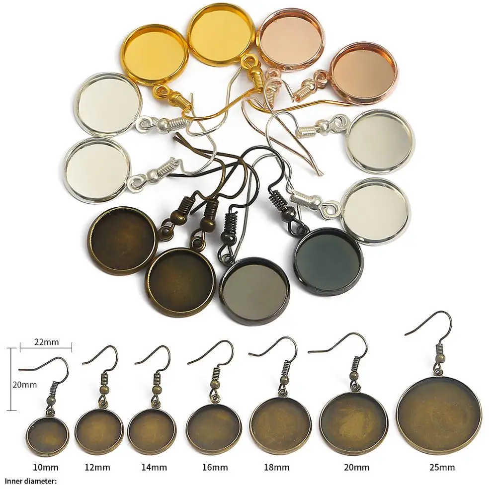 Набор круглых подвесок для Кабошон серьга с застежкой-крючком основа ушей 10-25 мм
