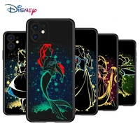 elsa ariel princess silicone black cover for apple iphone 13 12 mini 11 pro xs max xr x 8 7 6s 6 plus se phone case