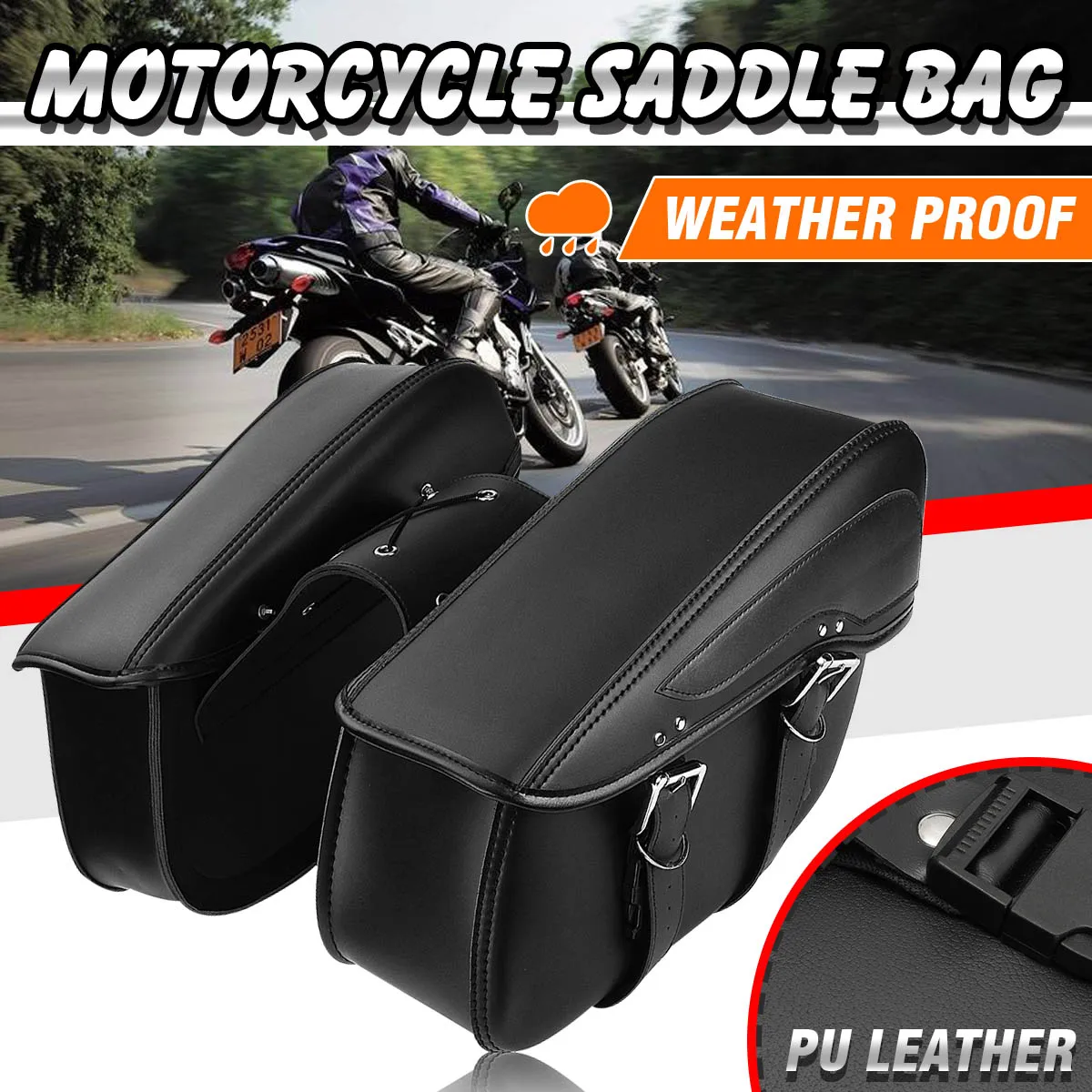

Motorcycle Saddlebag Cafe Racer Side Tool Pouch PU Leather Luggage Storage Bags Waterproof Universal For Chopper Bobber Custom