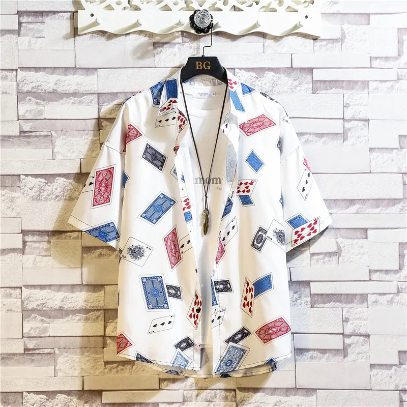 

Рубашка мужская летняя с коротким рукавом, с принтом игральных карт