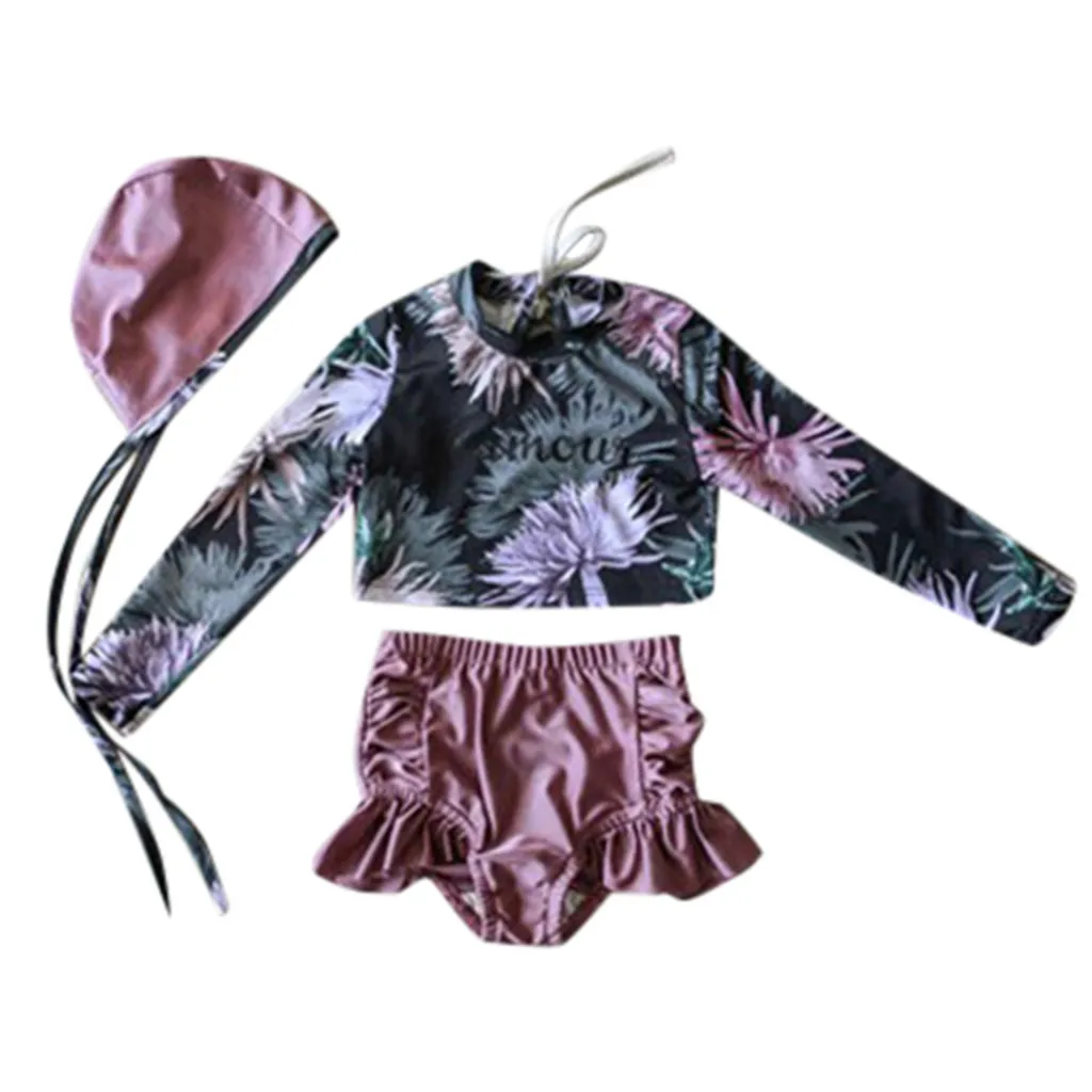 Летний комплект бикини для маленьких девочек Раздельный купальник 2020 с длинным