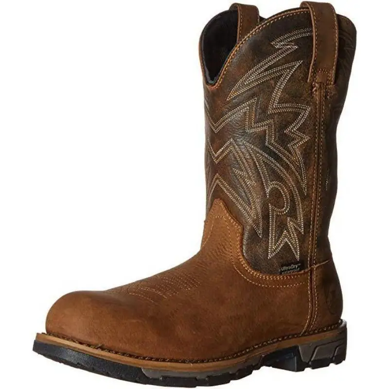 

Men PU Leather New Handmade Retro Knight Boots Embroidery Round Toe National Fashion Boots Casual Winter Combat Boots KR256