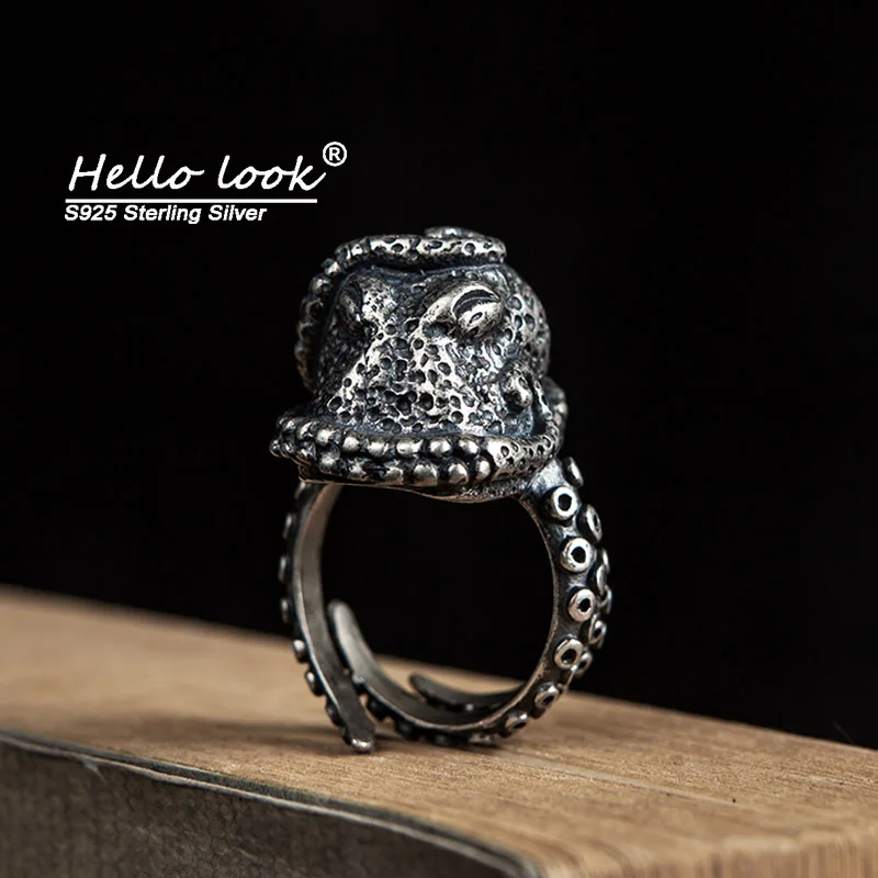HelloLook 925 пробы серебро преувеличенный Осьминог разъединяющееся кольцо