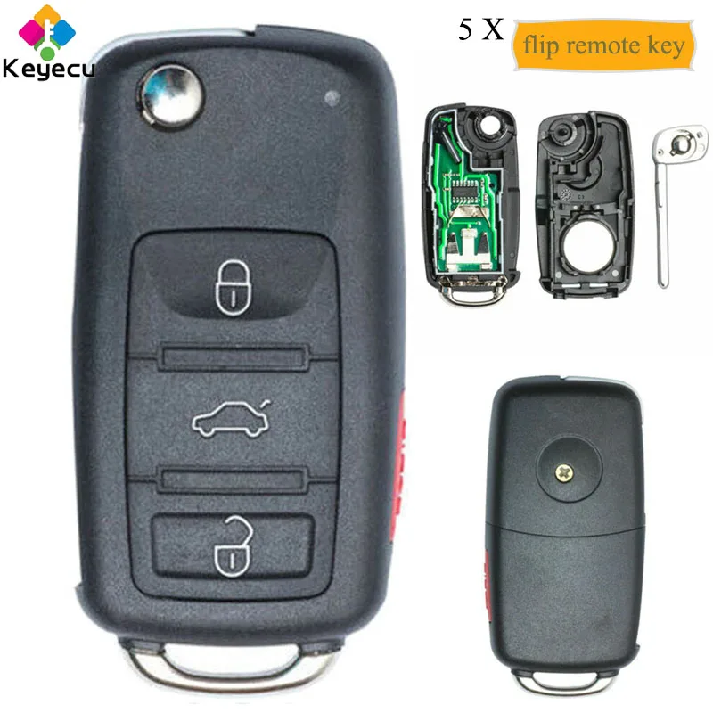 Складной автомобильный ключ KEYECU с дистанционным управлением 5 шт. 3 + 1 4 кнопки 315