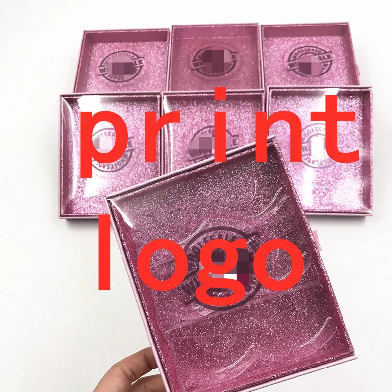 

Wholesale 3 pairs Pvc Drawer Case Empty box Mink False Eyelash Packaging Logo Glitter Paper magnetic Box