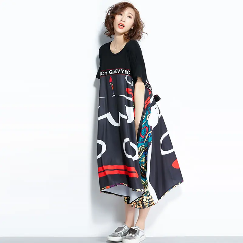 2019 летнее платье в стиле искусства женское модное свободное Повседневное с
