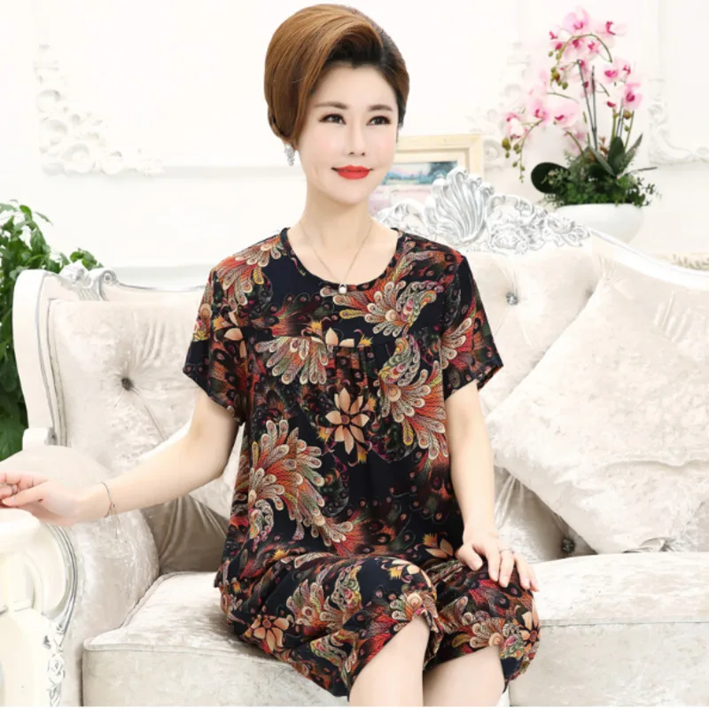 #0619 топы с короткими рукавами и короткие штаны эластичной резинкой на талии