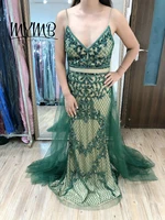 spaghetti strap designer evening dress mymb beautiful green mermaid dress with removable skirt my21105