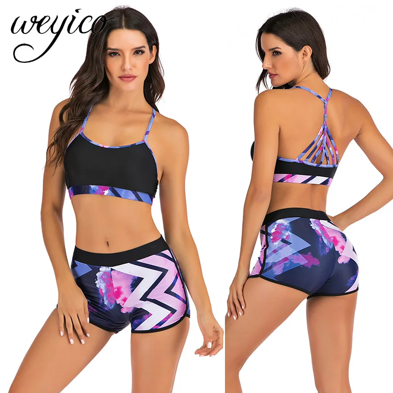 Женский купальник бикини спортивный купальный костюм пляжные боди для йоги пуш