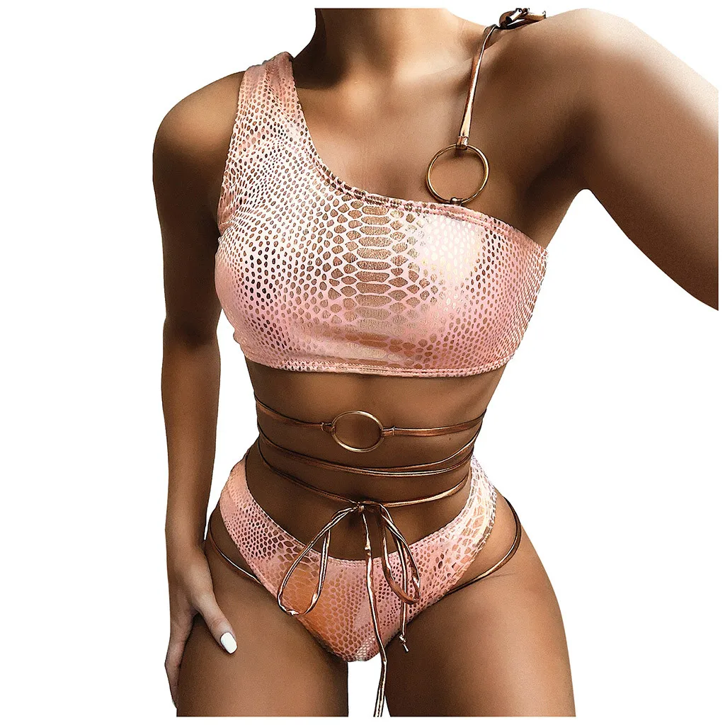 Модный комплект бикини SAGACE на одно плечо с кольцом женский летний раздельный