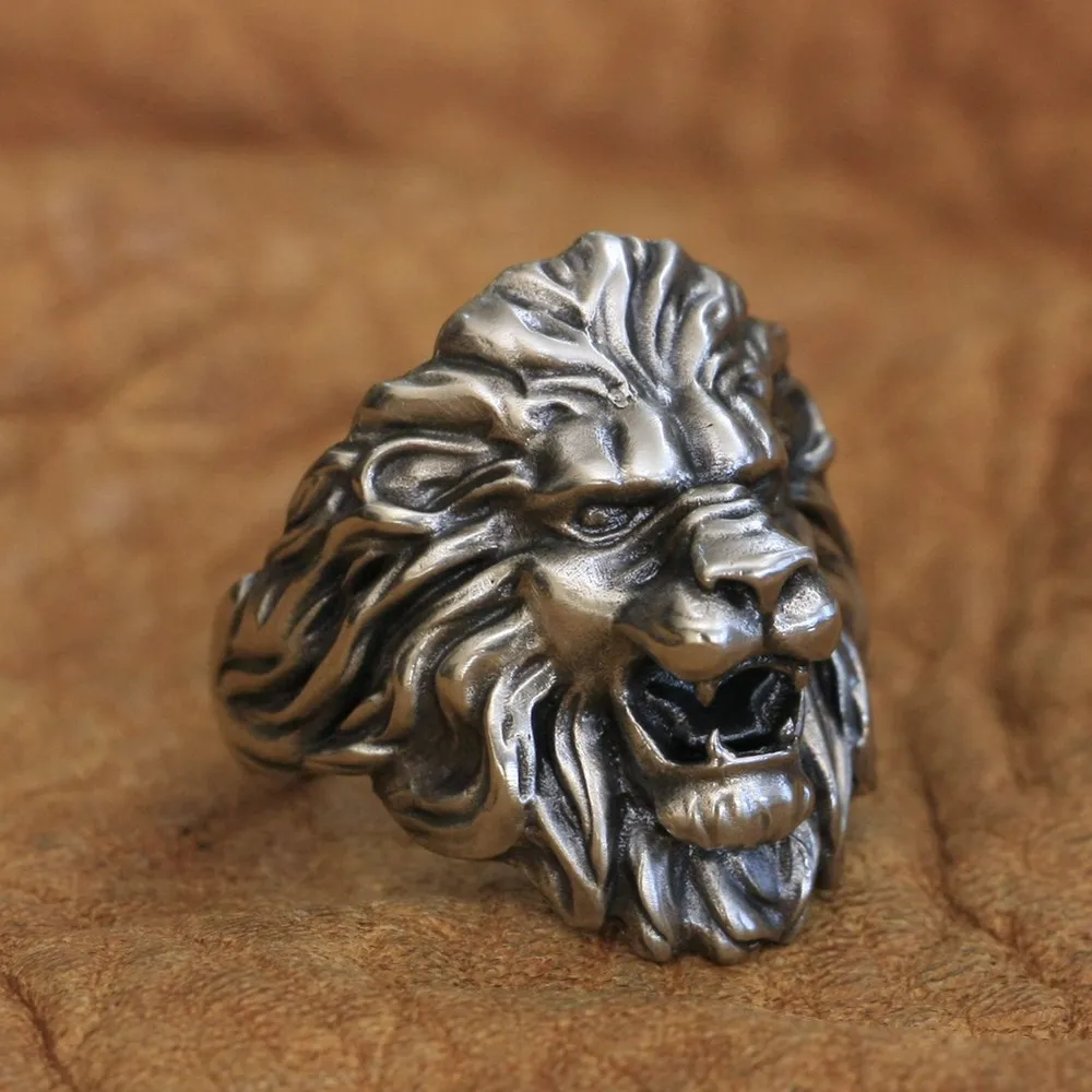 

LINSION король льва кольцо Cupronickel мужские байкерские Рок Панк ювелирные изделия CP191 США Размер 7 ~ 15