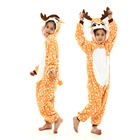 Детская Kigurumi пижамы для девочек, пижамы с рисунком из мультфильма; Пижама с изображением оленя для девочек-подростков спортивный костюм для детей дошкольного возраста, Бесплатная доставка одежды для От 4 до 12 лет