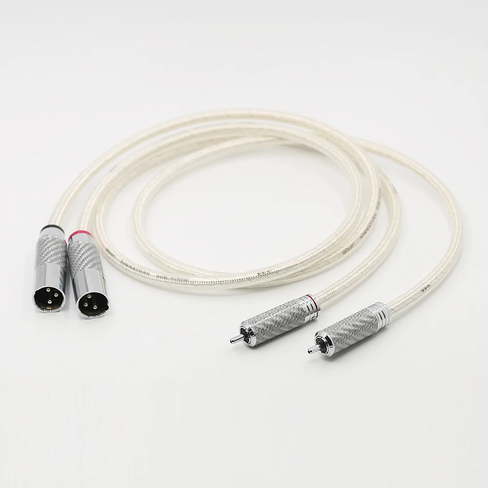 Пара посеребренный кабель OFC RCA аналоговый кабель из углеродного волокна 2RCA в 2XLR штекер аудиокабель