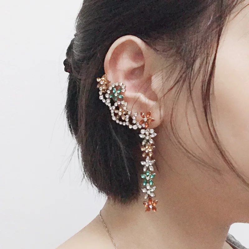 Хрустальное винтажное украшение в виде цветка висячие серьги ассиметричная