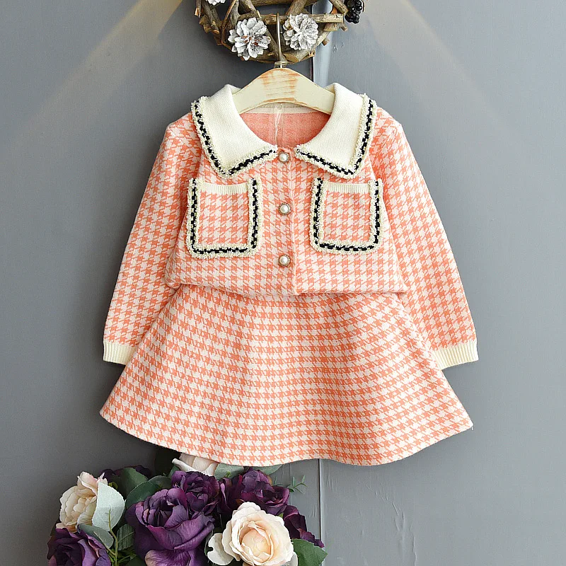 

Super Western Girls Rabbit Velvet Core-Spun Yarn Small Fragrance Style Fashion Baby Autumn Female Treasure Skirt Two-Piece Suit