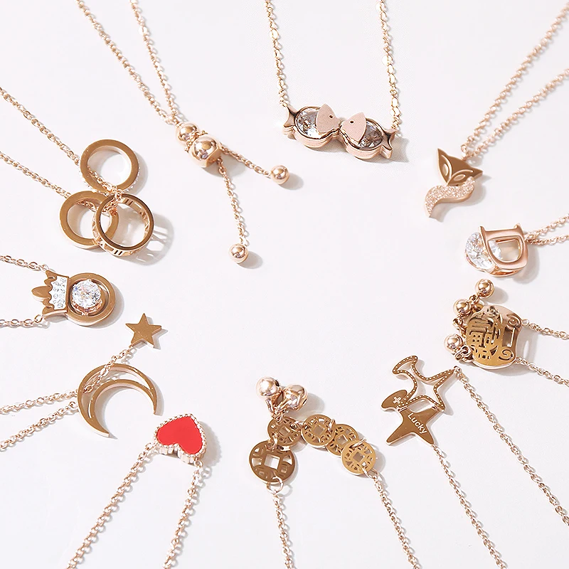 Xingyue из розового золота не выцветающие титановое стальное ожерелье Женская мода