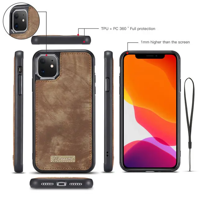 Чехол для iphone 11 Pro Max xs max xr x 6 6s 7 8 plus, съемный магнитный чехол для телефона, кожаный чехол-бумажник etui