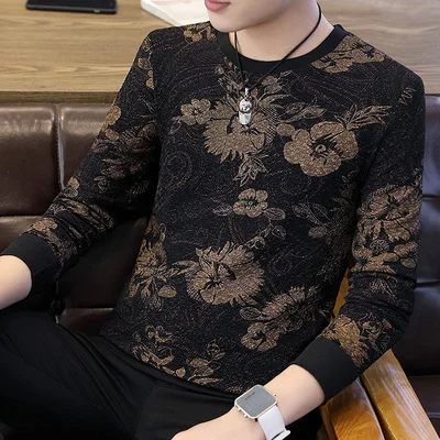 

Long-sleeved T-shirt autumn and winter models, trendy men's modal, autumn clothing, men's cashmere
