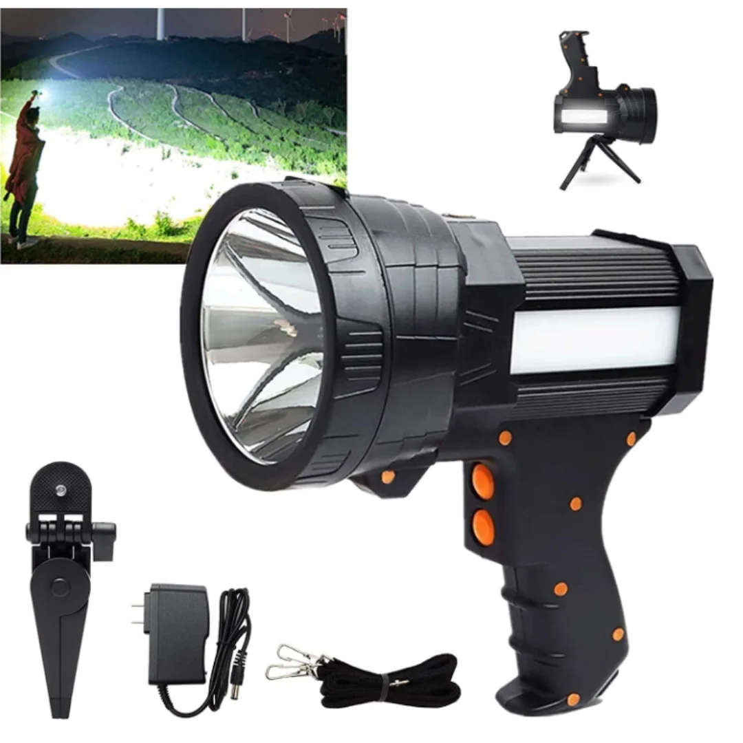 

Rechargeable Spotlight Flashlights High Lumens, 10000 Lumens LED Spotlight Flood Camping Flashlight with Long Lasting Battery