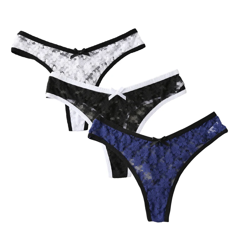 3 шт. Сексуальные горячие трусики женские стринги кружевное нижнее белье для