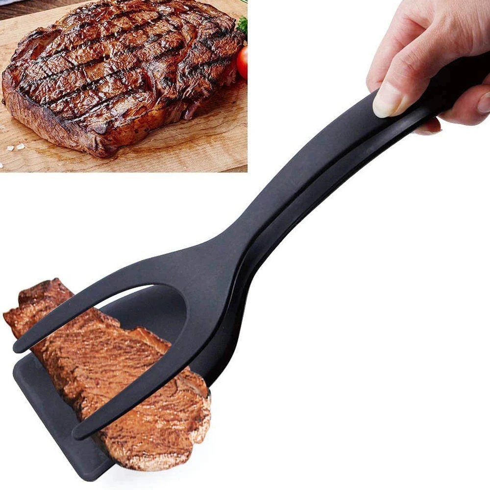 

2 In 1 Egg Spatula Pancake Spatula Tongs Turners Kitchen Utensils Non-Stick Cooking Accessories BBQ Tools Multifunctional Gadget