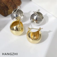 hangzhi 2021 new french retro gold silver color u shaped geometric round ball hoop earrings jewelry for fashion women lady party