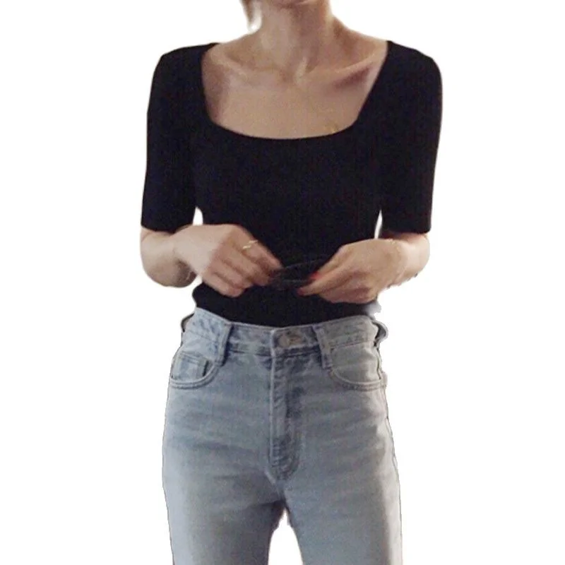 

2021 Summer Shirts Women Knit Summer Shirt Short Sleece Women T-Shirts T04