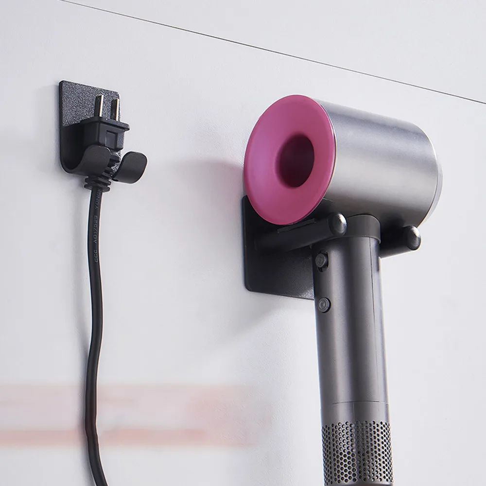 

1 * Main Holder Bracket. 1 * Plug Hook Bracket.Wall Mount For Dyson Hair Dryer Holder Waterproof Aluminium Storage Rack