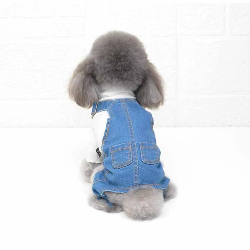 Джинсовый комбинезон для собак маленьких Одежда питомцев джинсовый костюм