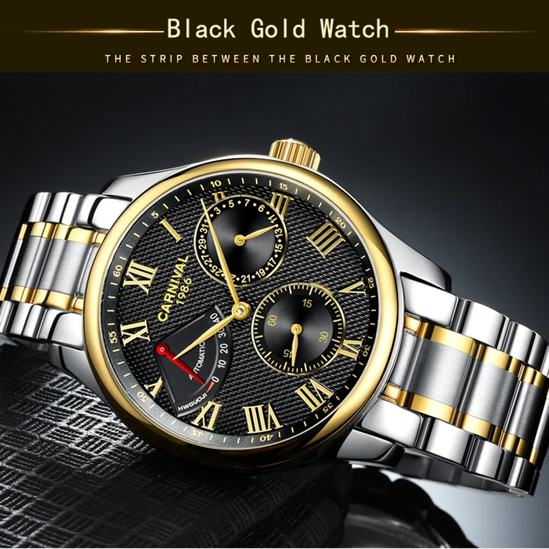 Часы Carnival Seiko мужские механические автоматические наручные с ремешком из