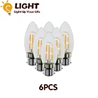 Светодиодная лампа накаливания C35 4 Вт B22 4000K 6 шт.лот Ретро лампа Эдисона из прозрачного стекла Bombillas 220-240 В винтажная лампа для украшения дома