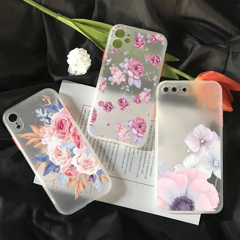 

Elegant beautiful art Flowers Phone Case matte transparent For iphone 7 8 11 12 plus mini x xs xr pro max cover