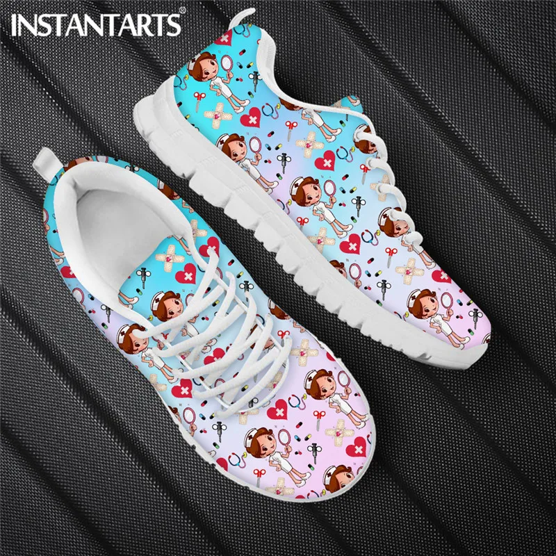 

Женские кроссовки с градиентом INSTANTARTS, Осенняя обувь на плоской подошве для кормления, медицинская обувь без шнуровки с принтом, 2020