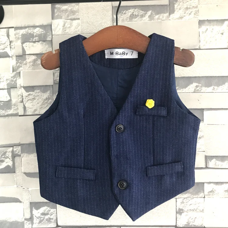 Весенне-осенний жилет для мальчиков Детский деловой в клетку шерстяная одежда