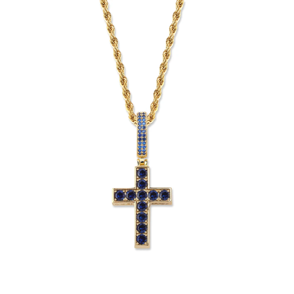 

JINAO New High Quality Cross Pendant With Color On Both Sides Iced Out CZ Stones Paved Luxury Hip Hop Jewelry Gift For Lovers