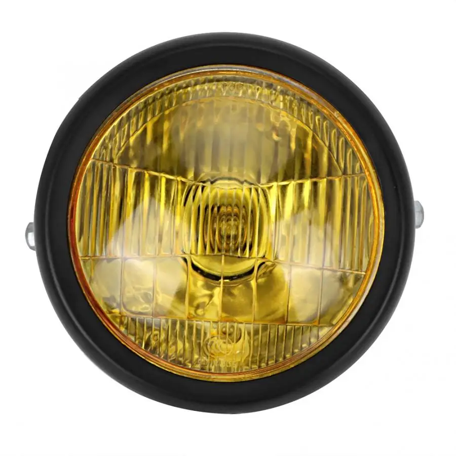 Black Мотоцикл Круглый фара ретро Желтый объектив подходит для Suzuki/Yamaha/Honda/CG125/GN125/CB/CL Рабочая лампа - Цвет: Black