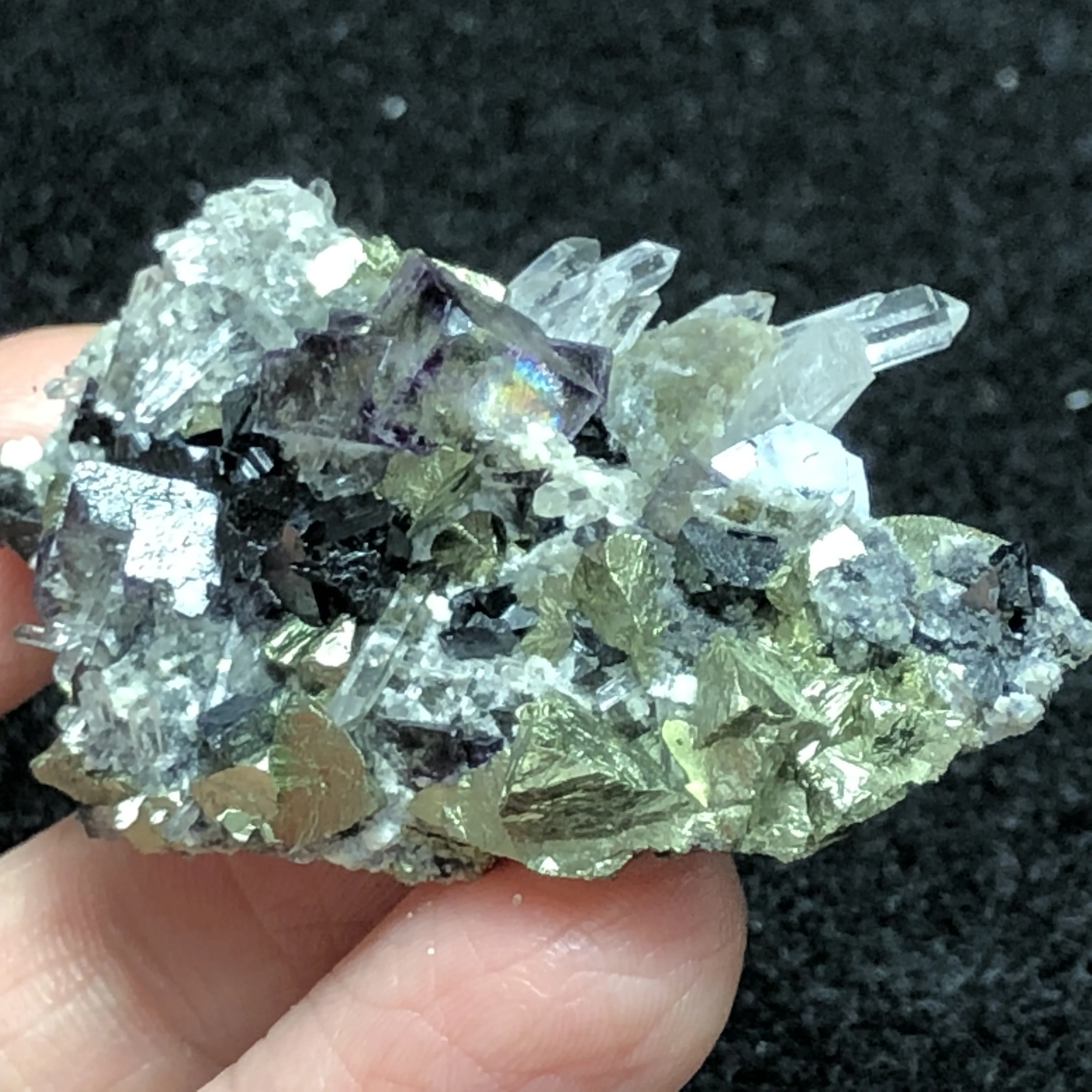 

30.4gCollection of teaching specimens of natural purple Fluorite Crystal brass wolframite stone for home decoration restoration