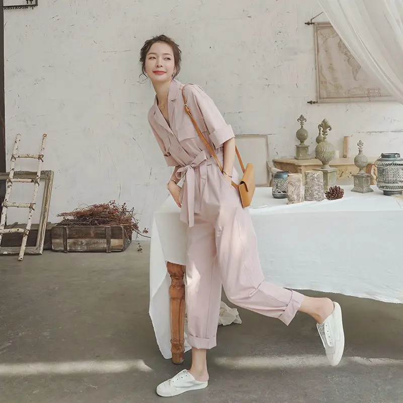 

2021 new tooling ladies temperament age reduction high waist slim wide leg pants long jumpsuit