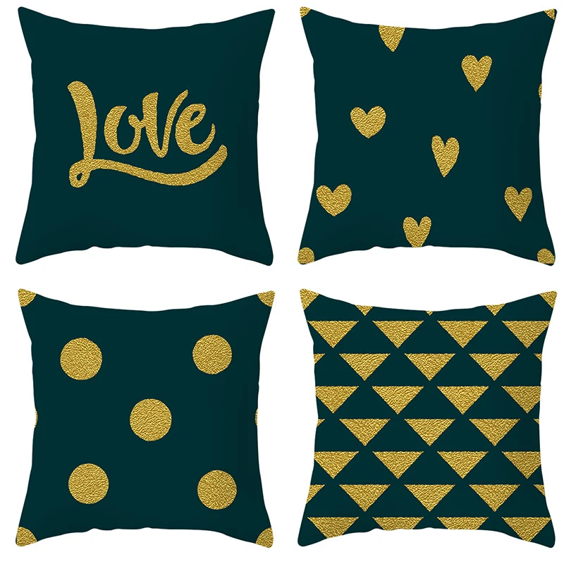 

Geometric Pillow Cover Nordic Modern Abstract Gold Bronzing Plants Leaves Cushion Cover Throw Pillow Case Pillowcase Pillowslip